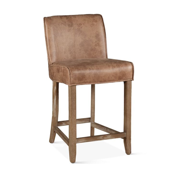 World Interiors Avery Counter Chair in Tan Leather with Legs