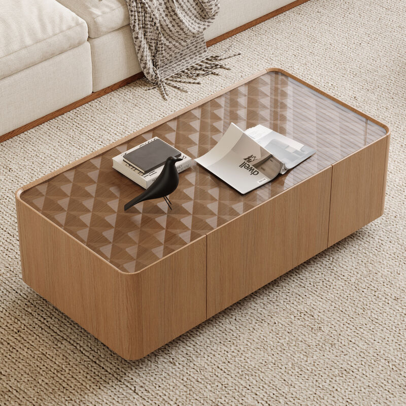 Jomwex Mid-Century Modern Glass Top Coffee Table image number 1