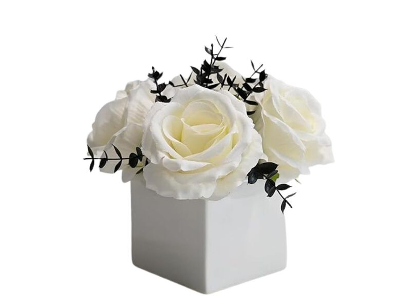 White Artificial Eucalyptus Flowers Vase Filler Rose Floral image number 0