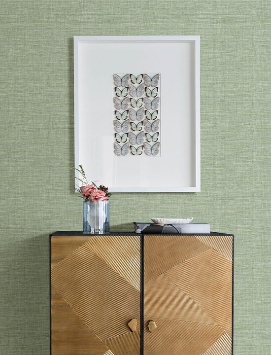 Exhale Light Green Faux Grasscloth Wallpaper