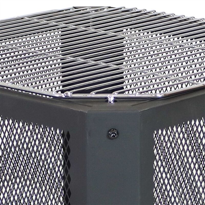 Grelha Square Outdoor Fire Pit Small Size with Grilling Grate for Outdoor Cooking & Heating