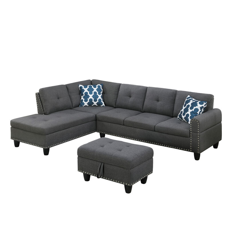 Jaxju Linen L-Shaped Sectional Sofa image number 4
