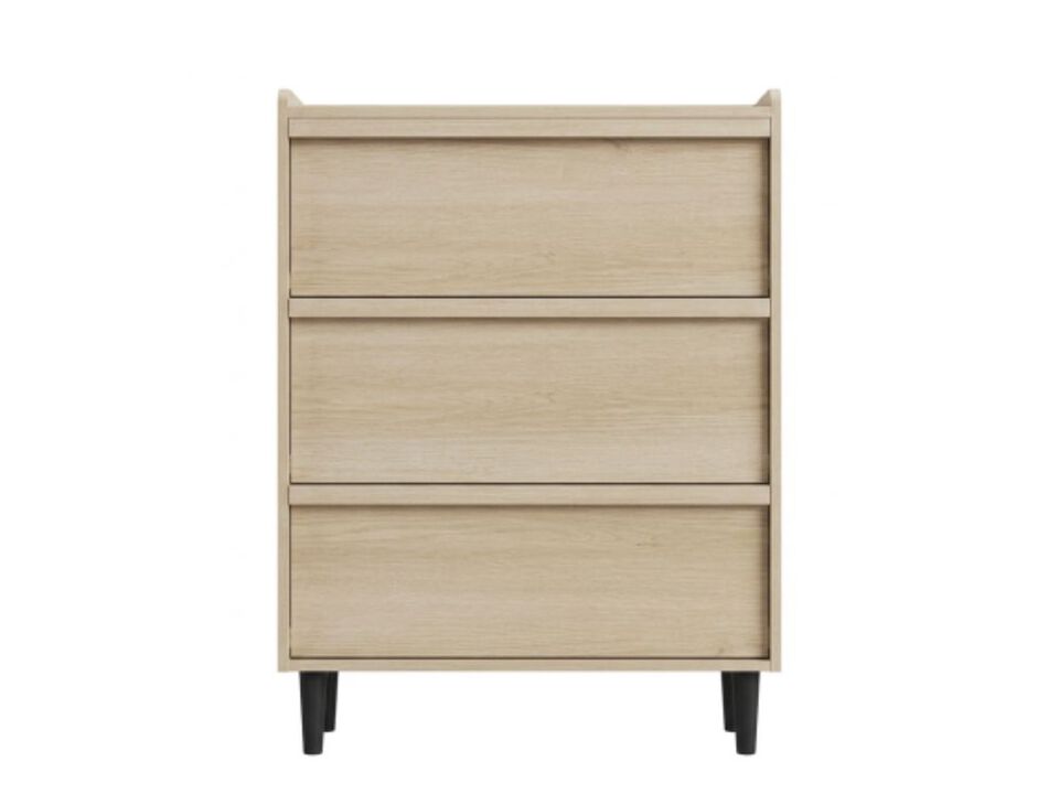 Entryway Wood Shoe Storage Cabinet Flip Drawer Adjustable Shelves Natural Oak