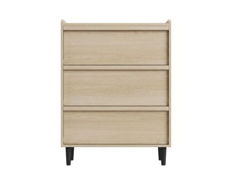 Entryway Wood Shoe Storage Cabinet Flip Drawer Adjustable Shelves Natural Oak image number 0