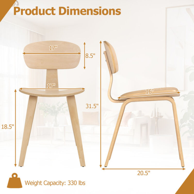 Set of 4 Modern Dining Chairs with Wide Comfortable Seat Natural image number 2