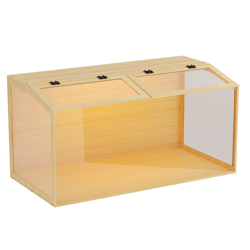 47&rdquo;x24" Tempered Glass Wood Hamster Cage, Large Chew-Proof Habitat w/ LED Light image number 0