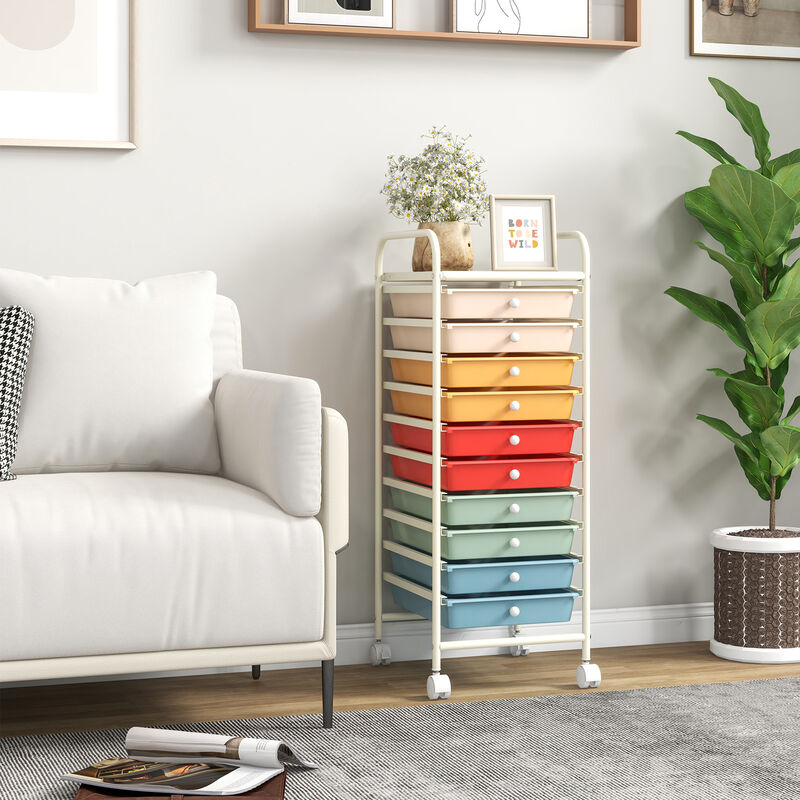 Rolling Cart Organizer with 10 Drawers &ndash; Ideal for Home or Office