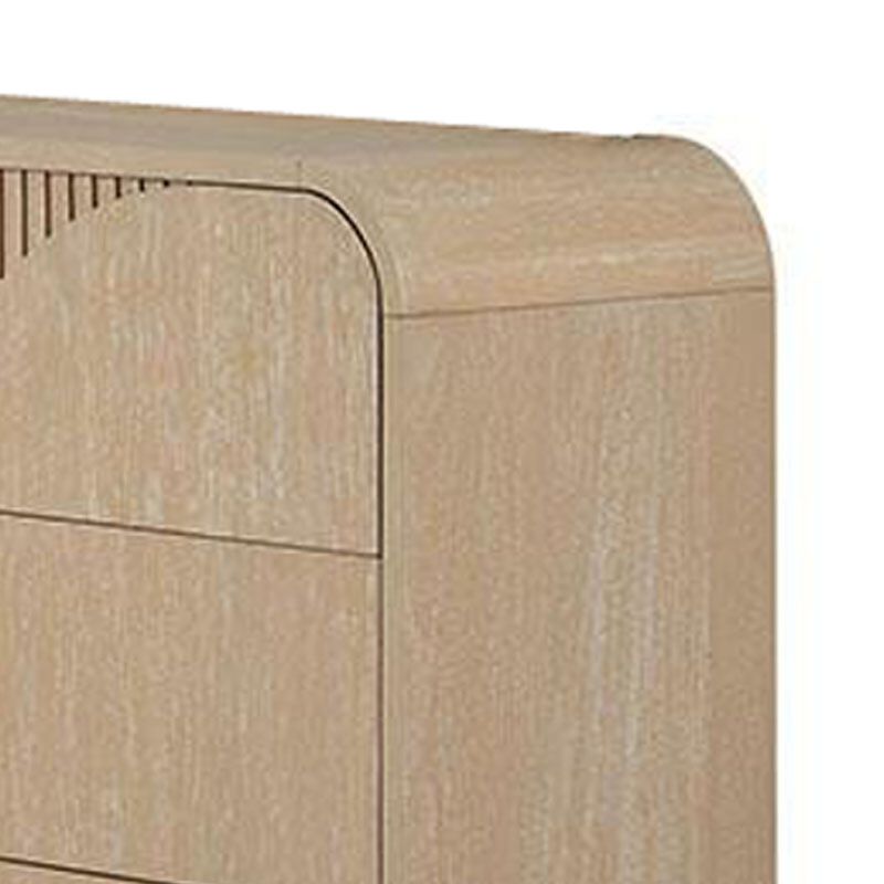 Tanya Wide Dresser, 4 Drawers, Retro Reeded Panels, Natural Brown Wood image number 3