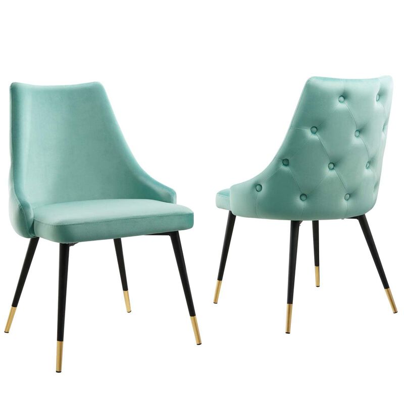 Modway Adorn Tufted Performance Velvet Accent, Dining Side Chair - Set of 2, Mint image number 0