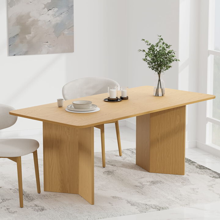 Brix 67V-Shaped Leg Square Wooden Dining Table in Walnut Color(Seats 6).