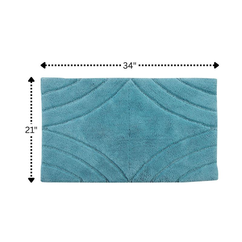 Knightsbridge Diamond 220 GSF Non Skid Back Bath Rug 21" x 34" - Aqua