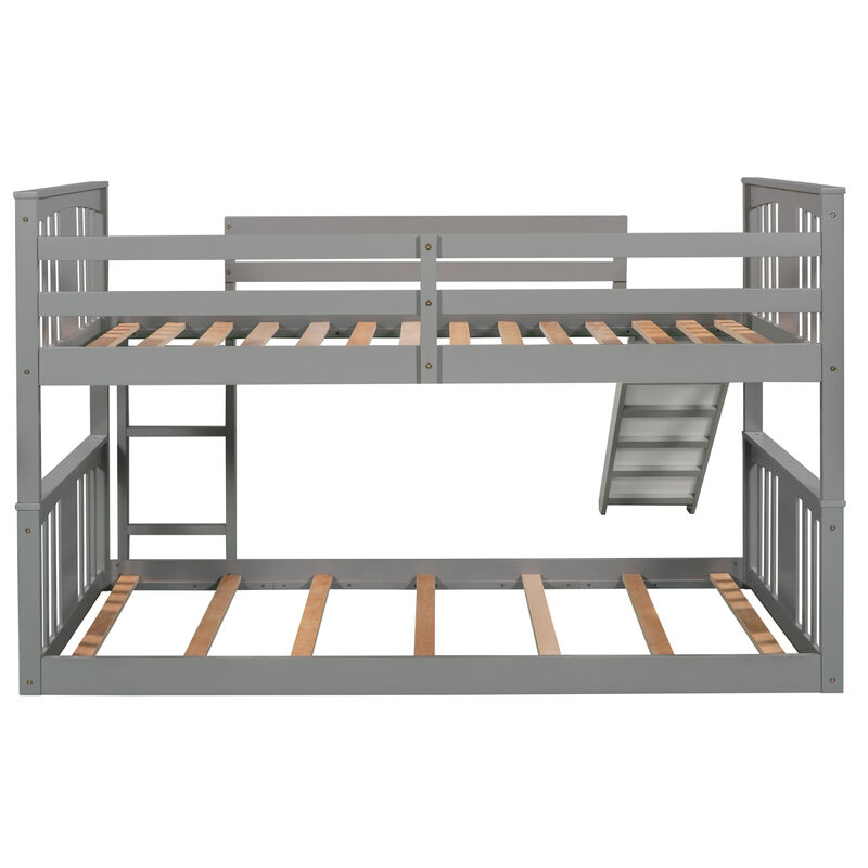 Twin Over Twin Bunk Bed with Slide and Ladder, White
