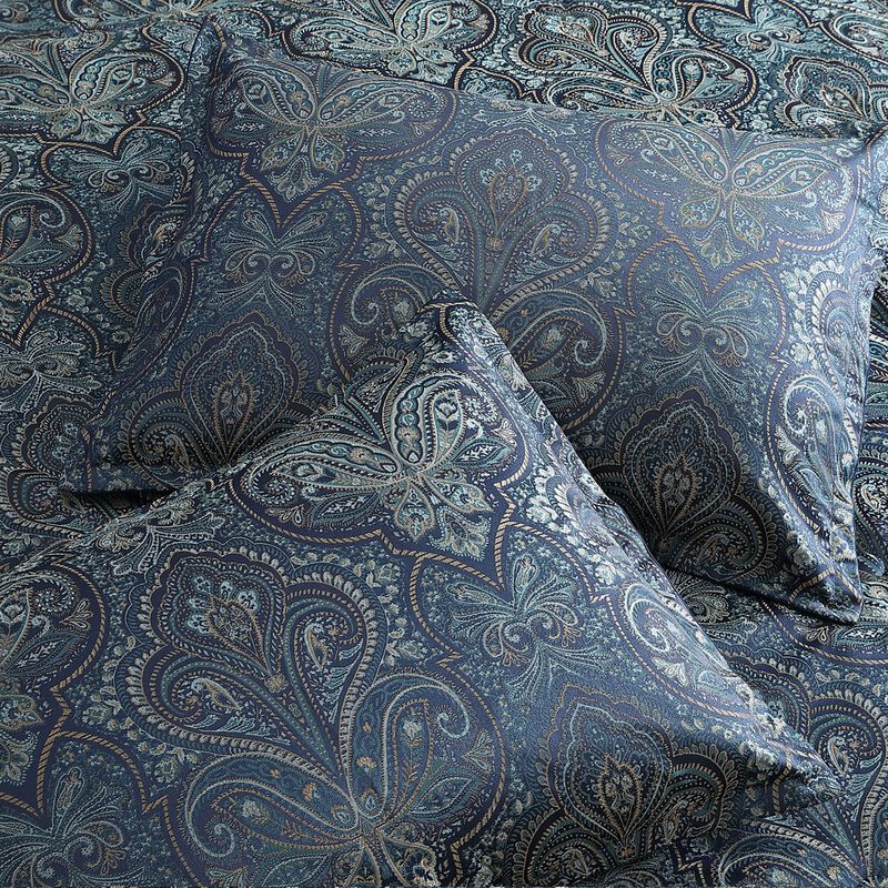 Clover 7 Piece Soft Polyester Queen Comforter Set, Jacquard Pattern, Teal - Benzara