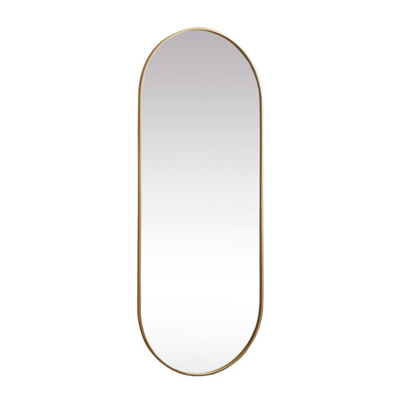 Elegant Decor Metal Frame Oval Mirror 30x72 Inch in Brass
