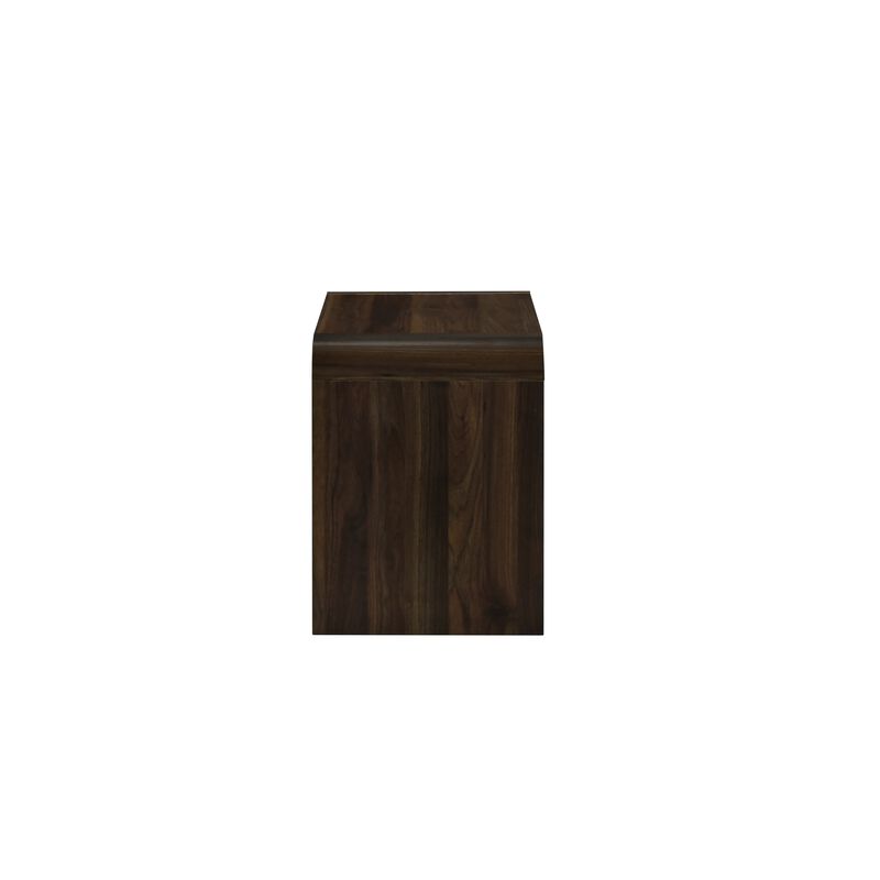 Maria Side End Table, Drawer and Waterfall Style, Brown Wood 22 Inch