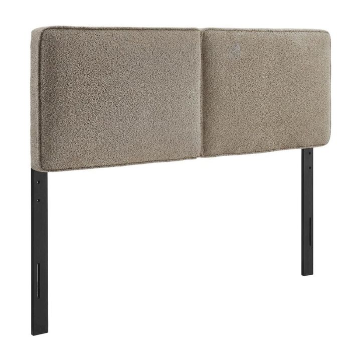 Boucle Fabric King Headboard in Soft Neutral, Padded Upholstery, Durable Frame