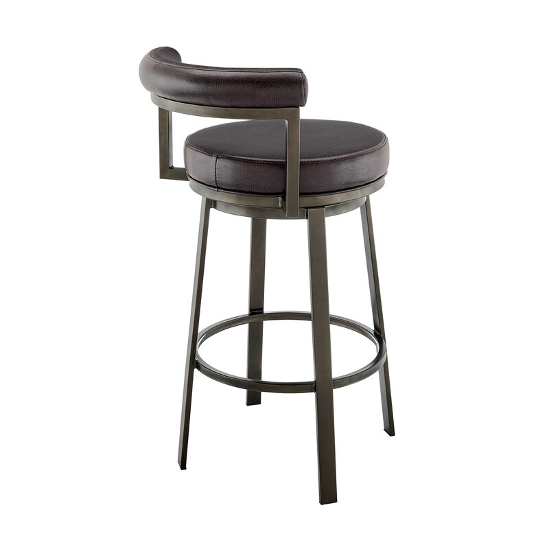 Neura Swivel or Stool in Black Finish with Grey Faux Leather