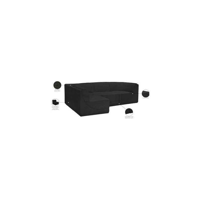 Meridian Furniture Ollie Black Boucle Fabric Modular Sectional