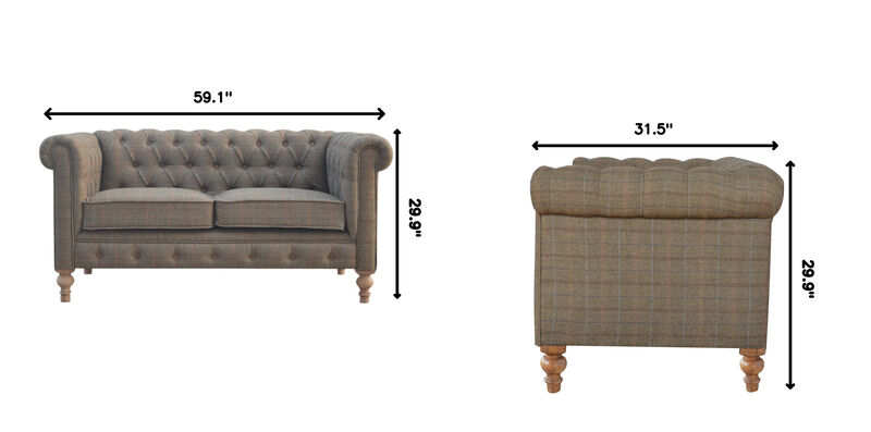 Artisan Furniture Solid Wood Multi Tweed 2 Seater Chesterfield Sofa Solid Wood image number 8