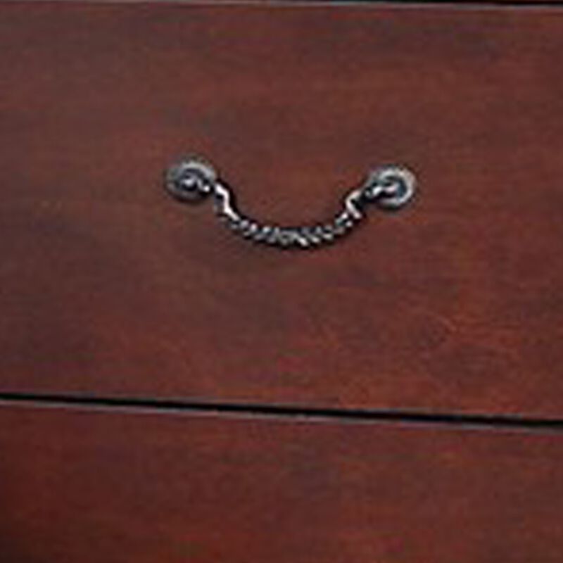 Bran 27 Inch 2 Drawer Nightstand, Pine Wood, Grain Details, Cherry Brown - Benzara