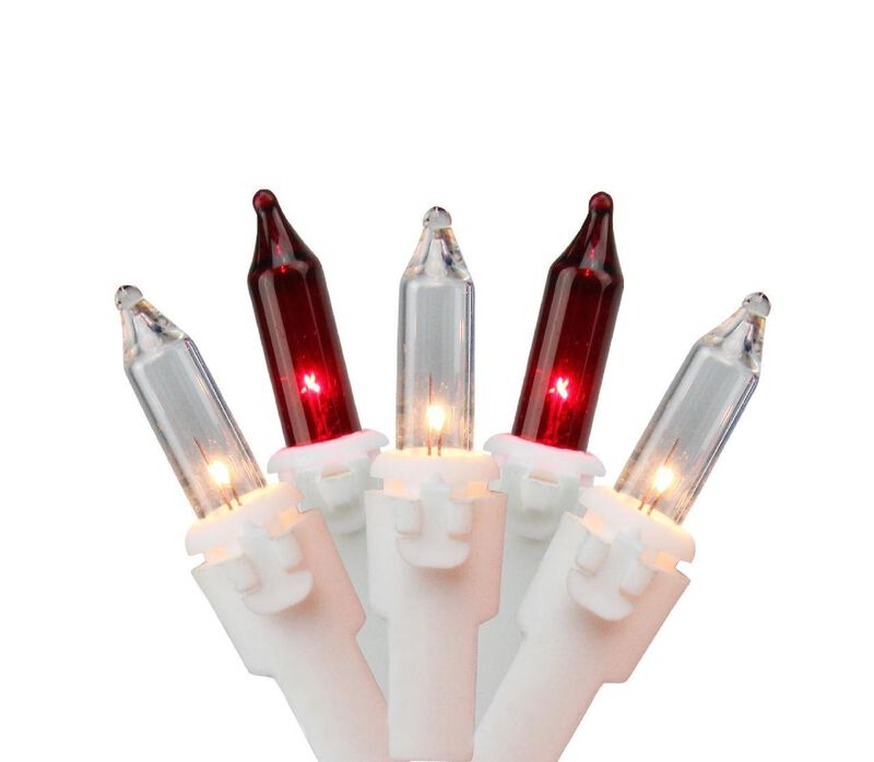 150 Red and Clear Mini Icicle Christmas Lights - 8.75 ft White Wire image number 0