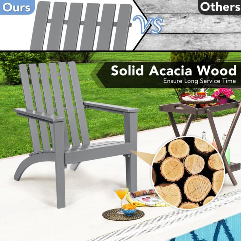 Hivvago Outdoor Durable Patio Acacia Wood Adirondack Lounge Armchair