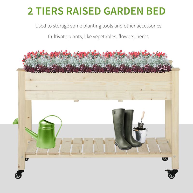 Streamdale Elevated Garden Bed with Wheels and Storage