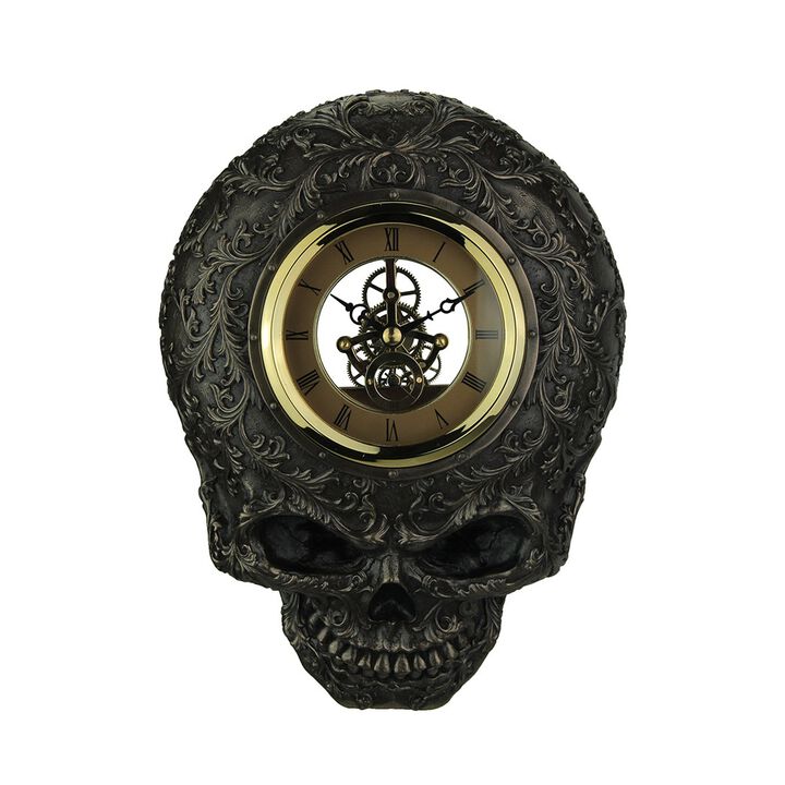 Flat Smiling Decorated Skull Transparent Face Wall Clock