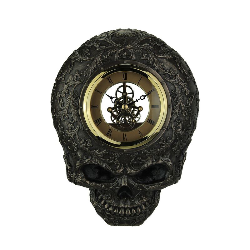 Flat Smiling Decorated Skull Transparent Face Wall Clock image number 0