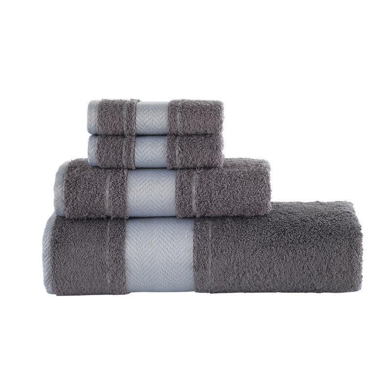 KAFTHAN Textile Fishbone Turkish Cotton Bath Towels (Set of 4)