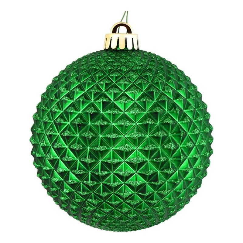 Vickerman 4" Plastic Durian Glitter Ball Ornaments in Green (Set of 6) image number 0