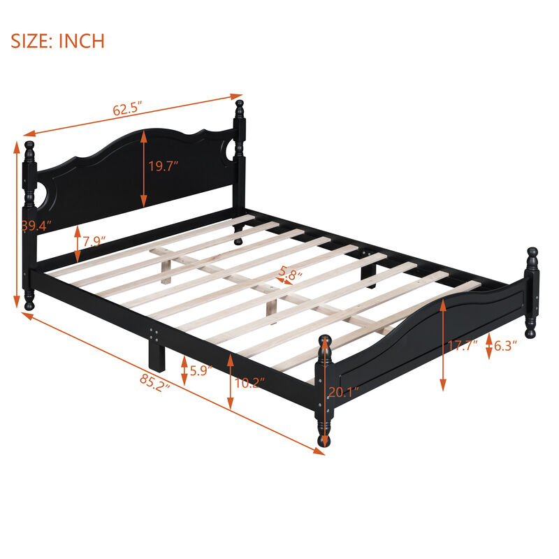 Merax Vintage Wood Platform Bed Frame