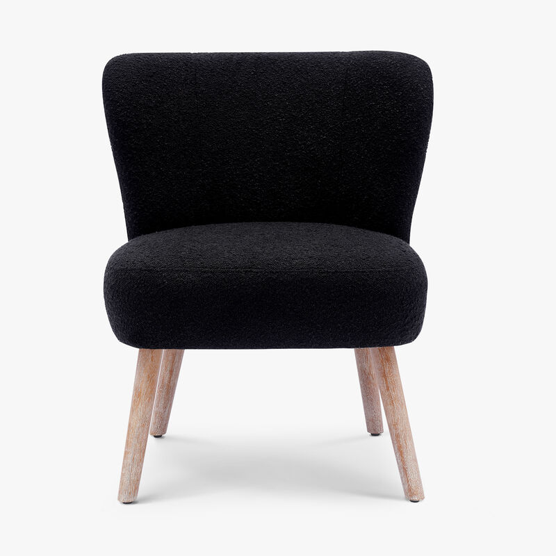 WestinTrends Genevieve Mid-Century Boucle Accent Chair with Ottoman Foot Stool Set