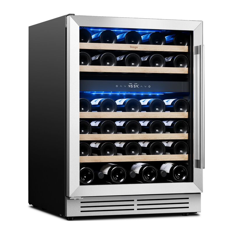 24 Inch Built-in Wine Fridge, Dual-Zone Refrigerator, Holds 52 Bottles, 40-65&deg;F, Glass Door, Perfect for Home, Bar or Office image number 0