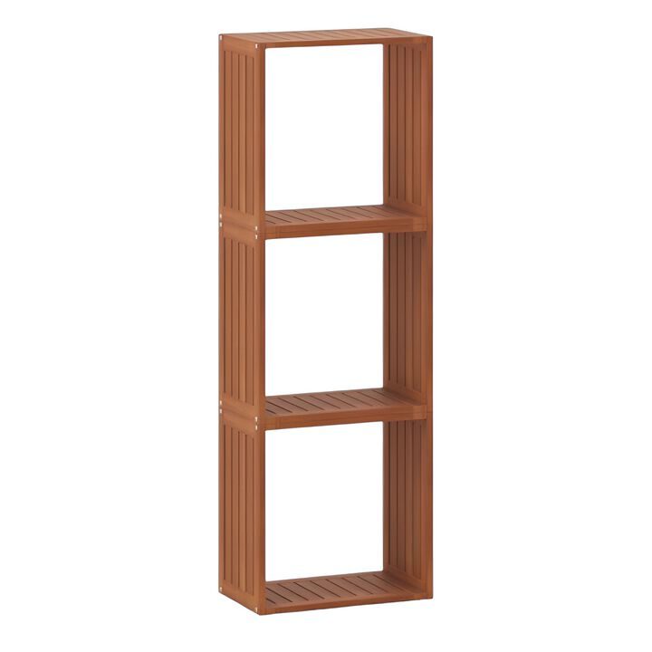 Solid Wood 3 Cube Bookcase Stackable Open Slatted Storage Organizer