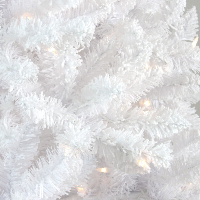7' Pre-Lit Medium Flocked Artificial Christmas Tree  Clear Lights image number 2