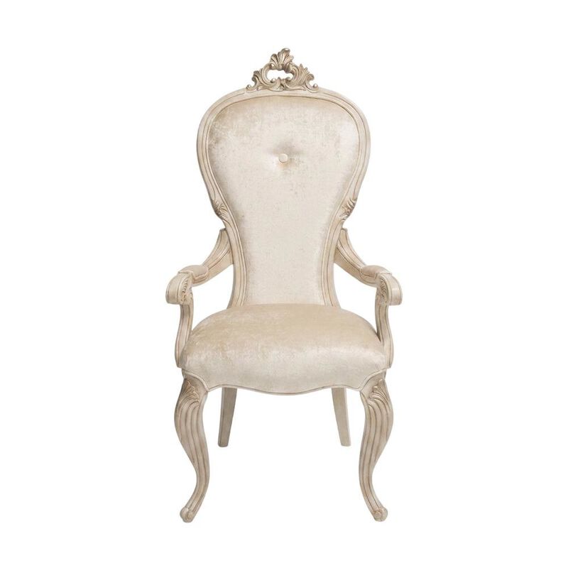 Starlight Canyon Home Champagne Velvet Dining Arm Chairs Set of 2 with Rubberwood Frame image number 1