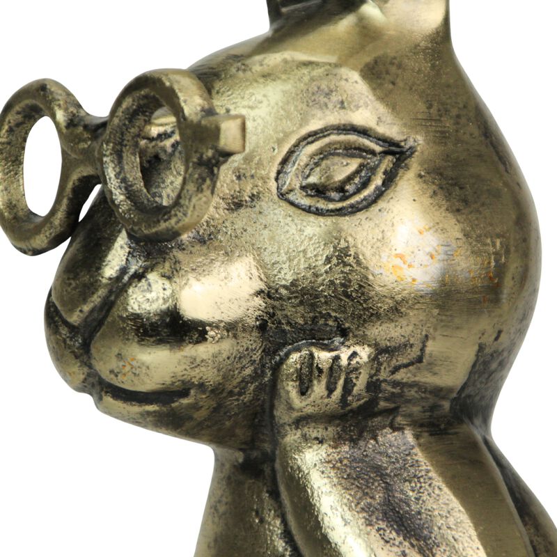 Whimsical Gold Bunny Statue &ndash; 10.25" Cast Aluminum, Elegant Home Decor image number 3