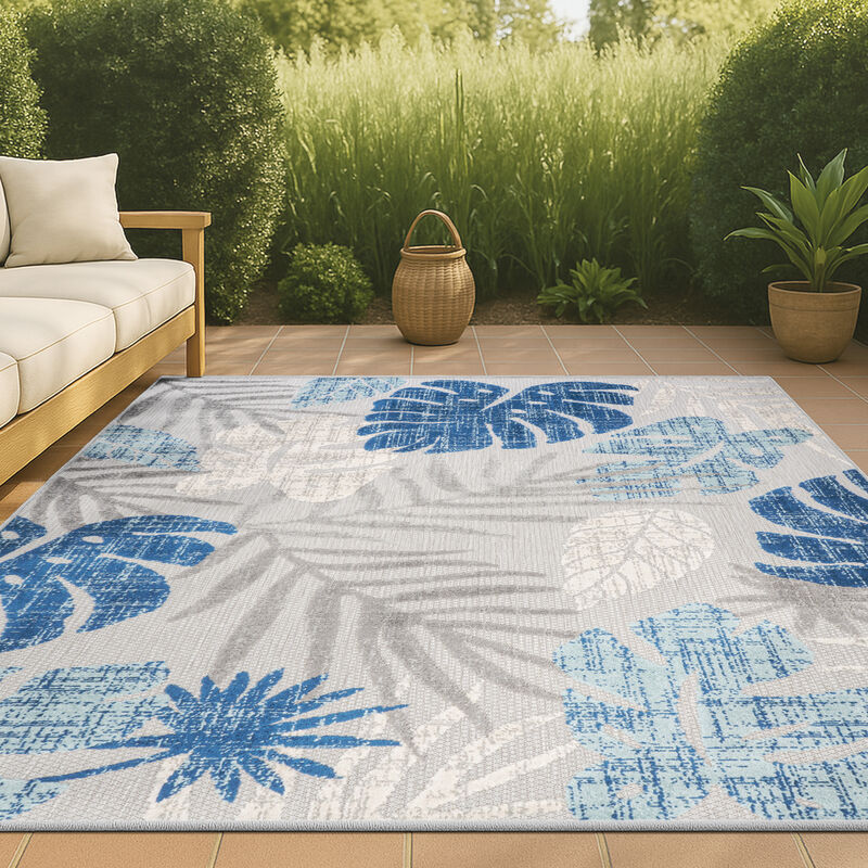 Monstera Tropical Leaf High-Low Indoor/Outdoor Area Rug
