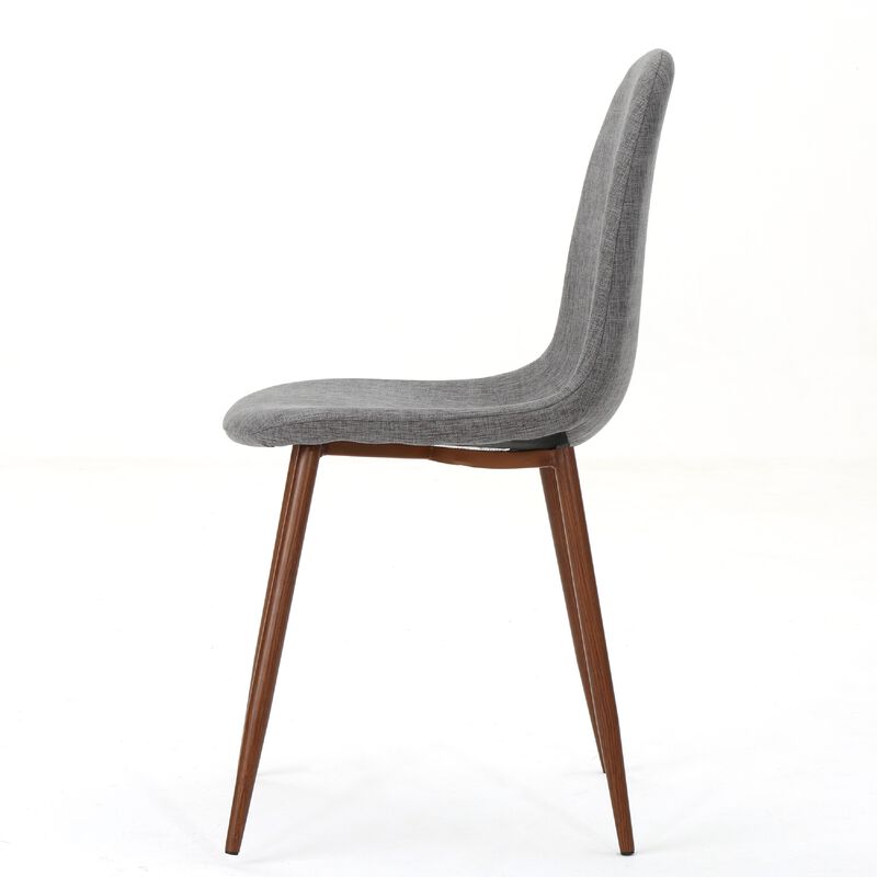Dining Chair Set of 2, Light Gray Seat and Back Cushion, Brown Metal image number 2