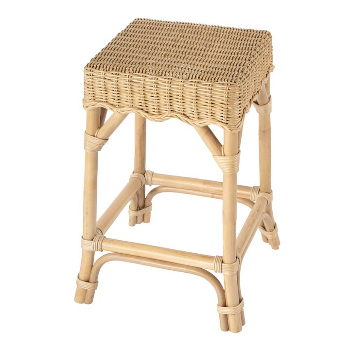 Butler Specialty Flora Rattan Scalloped Counter stool, Light Brown