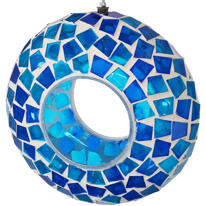 Sunnydaze Glass Mosaic Fly-Through Hanging Bird Feeder - 6 in