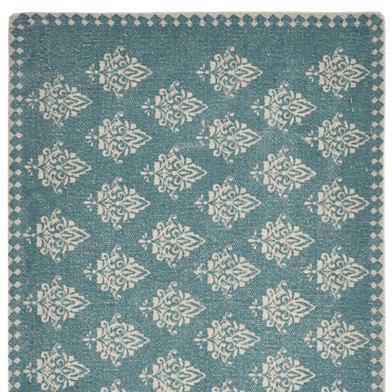 HomeRoots 19" Set of Four Cream And Turquoise Damask Cotton Placemats image number 2