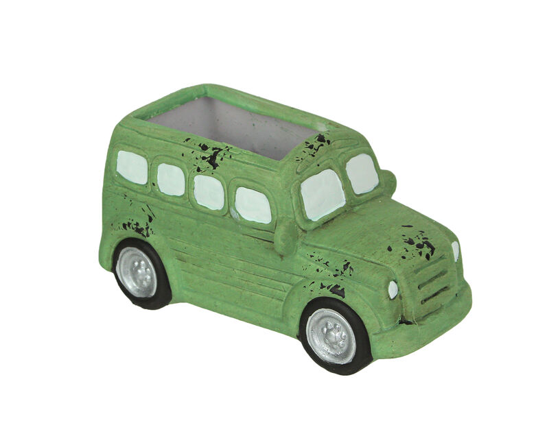 Distressed Green Finish Travel Camper Ceramic Planter Succulent Pot Garden Decor image number 0