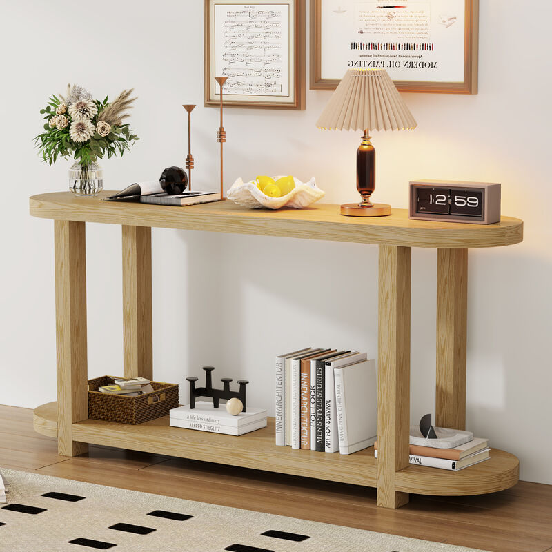 Merax Modern Minimalist Ash Veneer Entryway Console Table