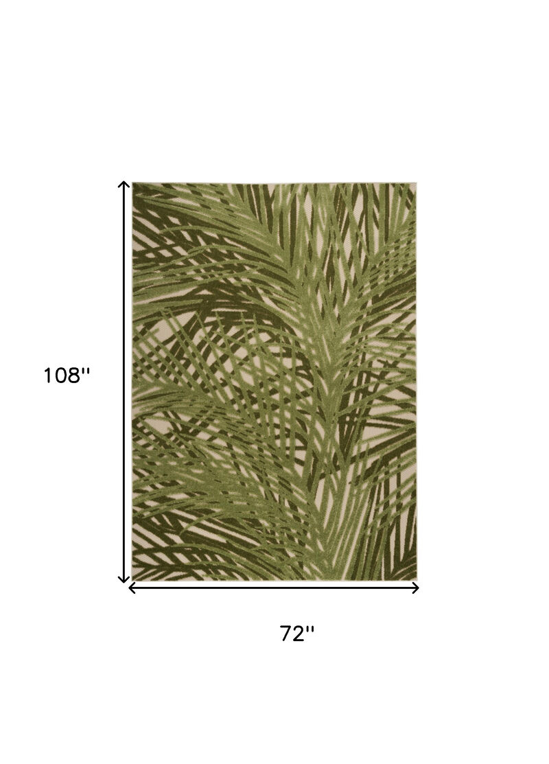 HomeRoots 6' X 9' Ivory And Green Palm Leaf Indoor Outdoor Area Rug image number 5