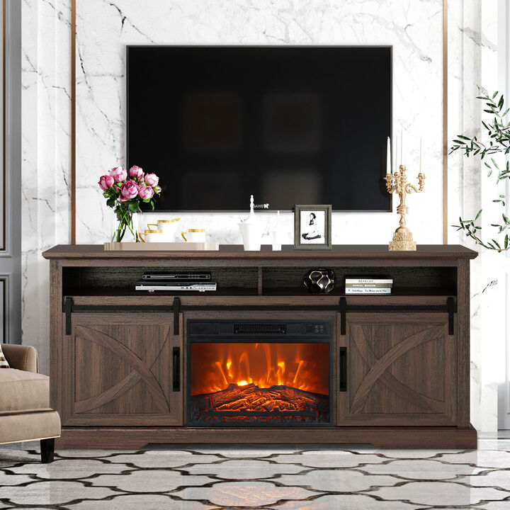 68" TV Stand with Electric Fireplace Media Console for TVs up to 78"