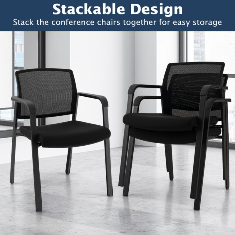 Hivvago Set of 2 Stackable Reception Room Chairs with Padded Seat