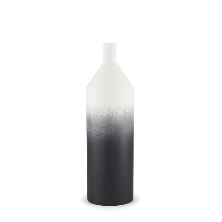 HomeRoots 20" Black And White Ombre Metal Table Vase