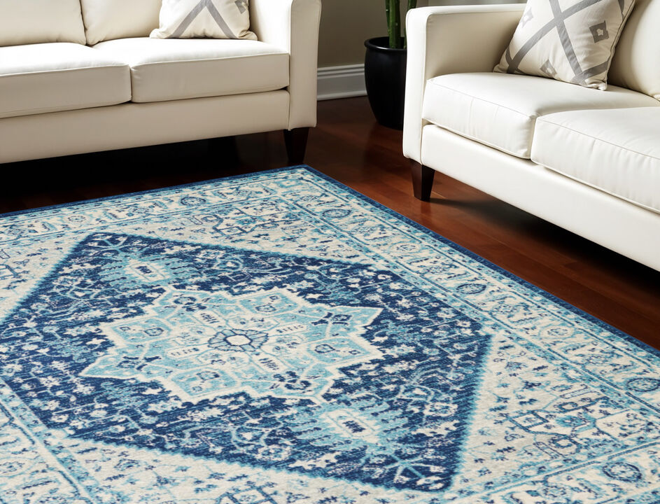 HomeRoots Floral Medallion Distressed Area Rug
